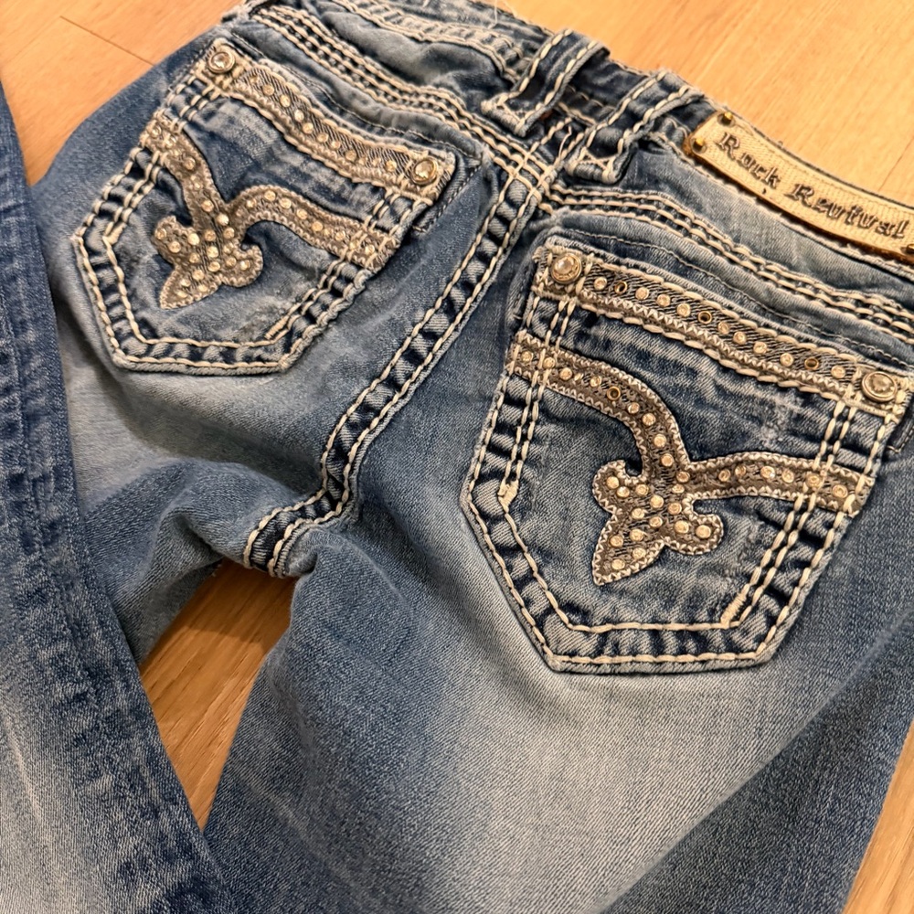 1211 Rock Revival Sherry Bootcut Jeans 25R (22x30) Ultra low rise Bling Western